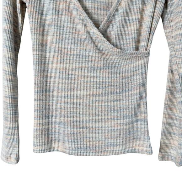 NWT Madewell Space-Dye Faux-Wrap Top Sweater in Pastel Soft Rainbow, Small - Picture 5 of 9